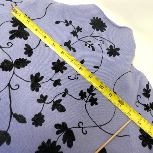 Embroidered Wool Sweater Lavender Ombre Black 90s Dana Buchman Luxury - Picture 16 of 16